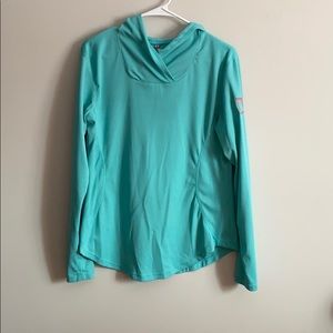 Teal hooded shirt